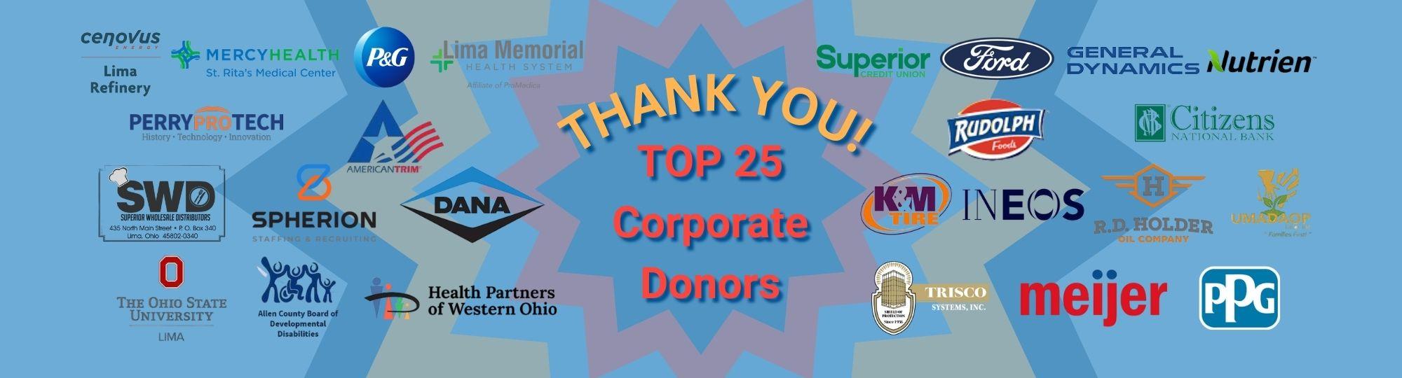 Thank You Top 25 Corporate Donors!