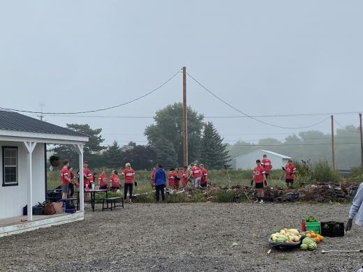 Kids working outside